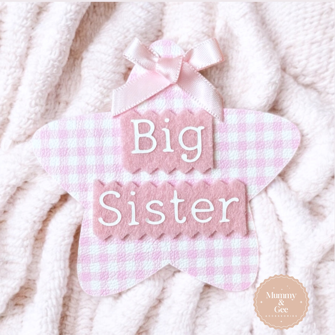Gingham Big Sister Badge