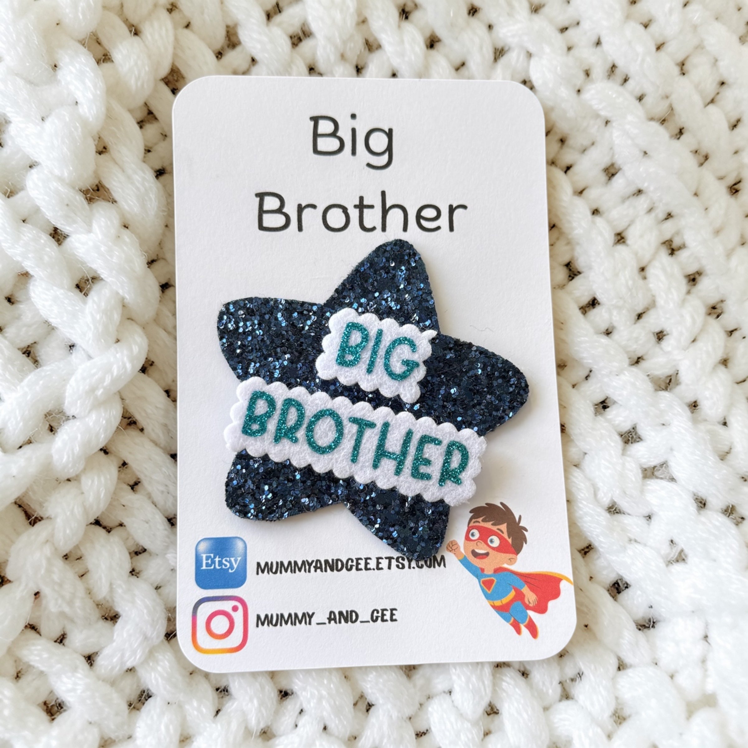 Navy Glitter Big Brother Badge