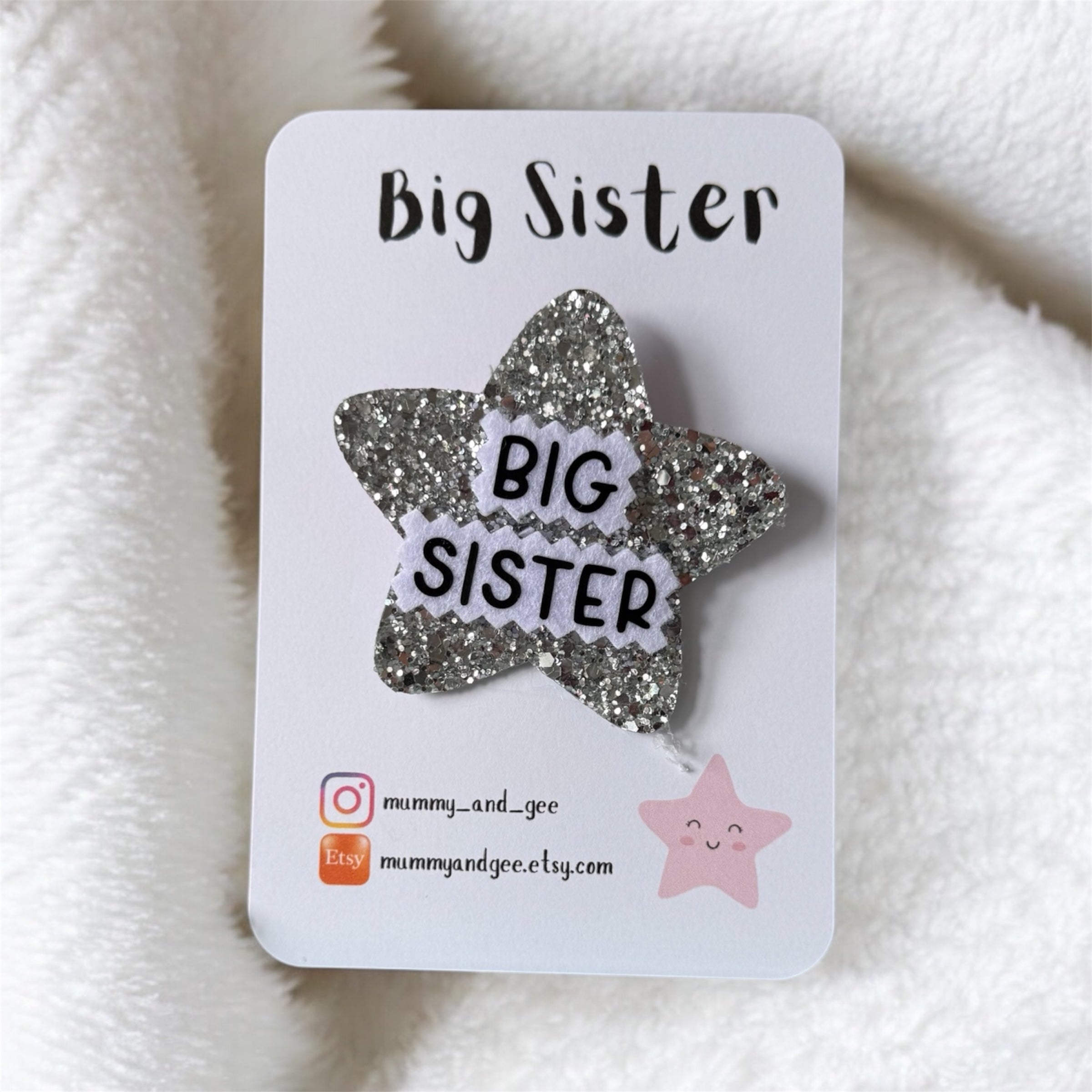 Silver Sparkle Big Sister Badge