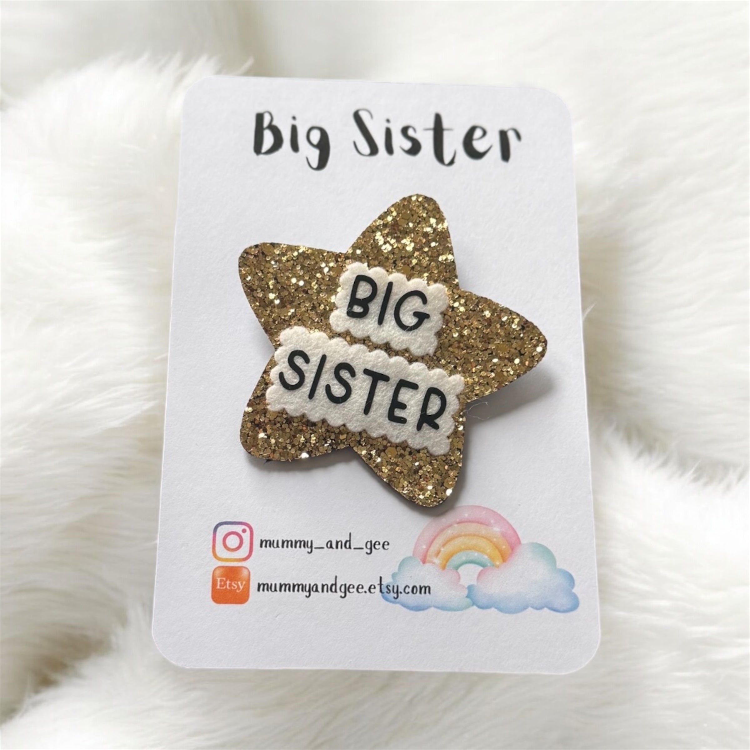 Gold Sparkle Big Sister Badge